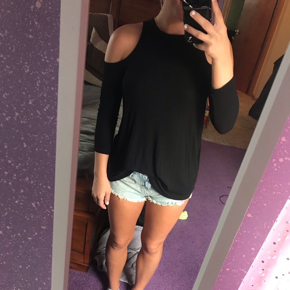 Black open shoulder top